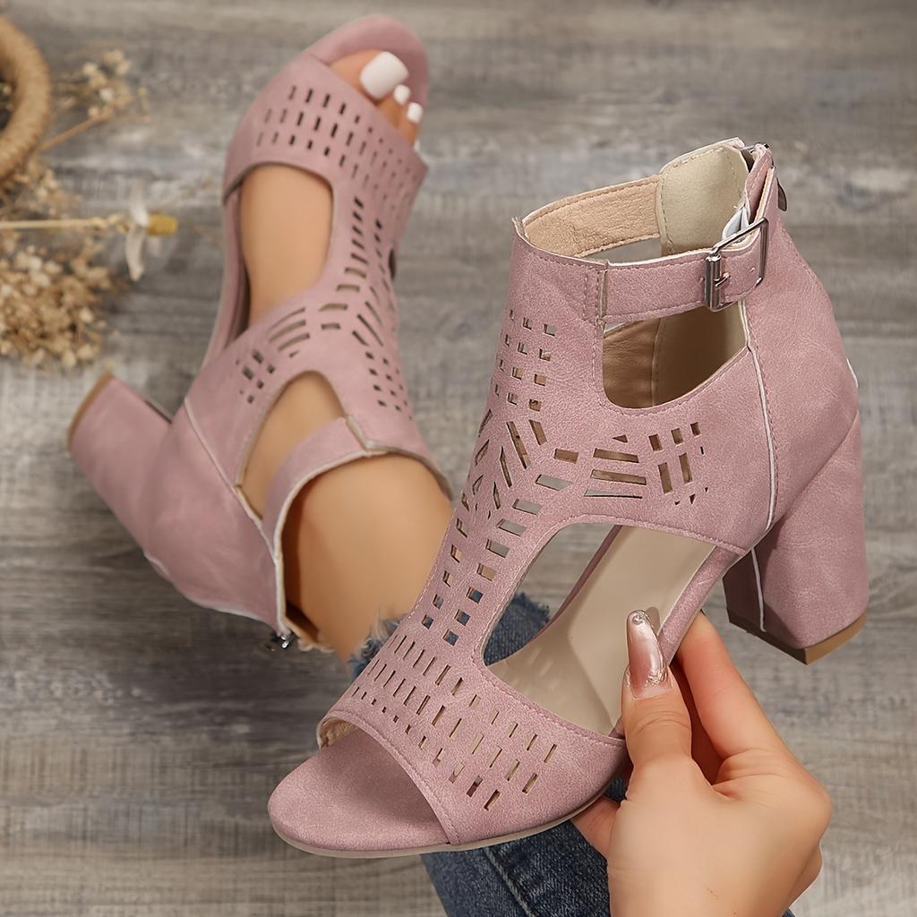 New 2024 Sexy High Heel Sandals Woman Roman Hollow Pumps Women Fashion Casual  Strap Sandals Chunky High-heeled Sandals
