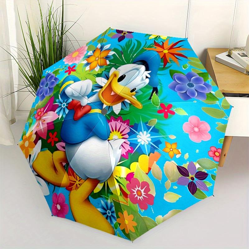 1pc Donald Duck Automatic Folding Cute Umbrella - Portable Foldable Design with 8 Ribs, Durable Plastic & Iron Frame, Outdoor Umbrella yy250731040