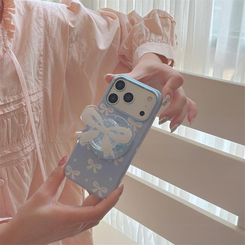 Новый Синий галстук-бабочка Магнитный чехол для телефона Для iPhone 16 Pro 15 14 Pro Max 15 Promax Чехол Для Magsafe Подставка Ударопрочные чехлы Девочка