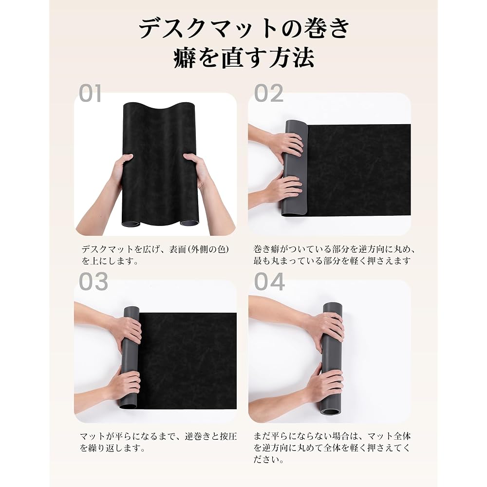 YSAGi Desk Mat, PU Leather, Large Mouse Pad, Non-Slip, Desk Cover, for Office/Home Use, Black, 100