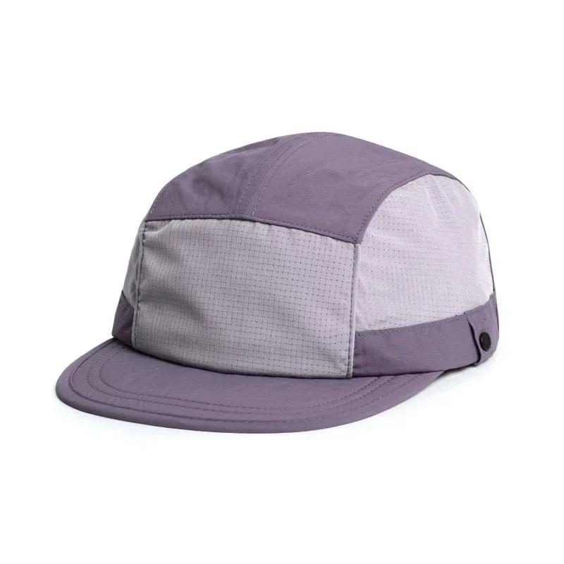 New Splicing Quick-Drying Flat-Brimmed Hats For Men And Women Summer Casual Sunscreen Japanese Retro 5-Panel Baseball Cap