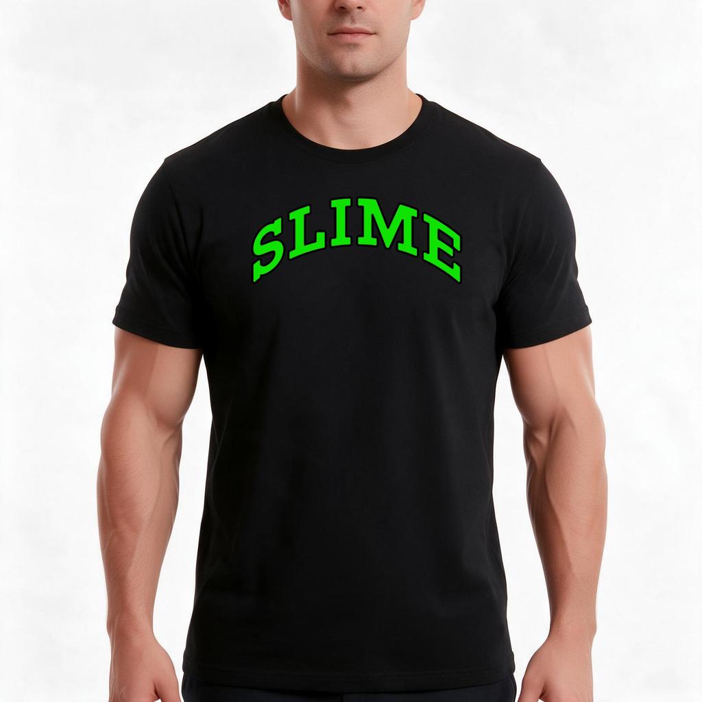 Slime Glo Text Tshirt Summer Casual Cotton Tee Oversized Streetwear Tops Vintage Graphic Print Loose Fit Short Sleeve