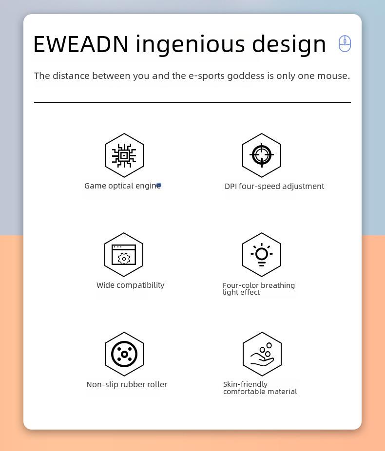 Бесшумная проводная игровая мышь для киберспорта