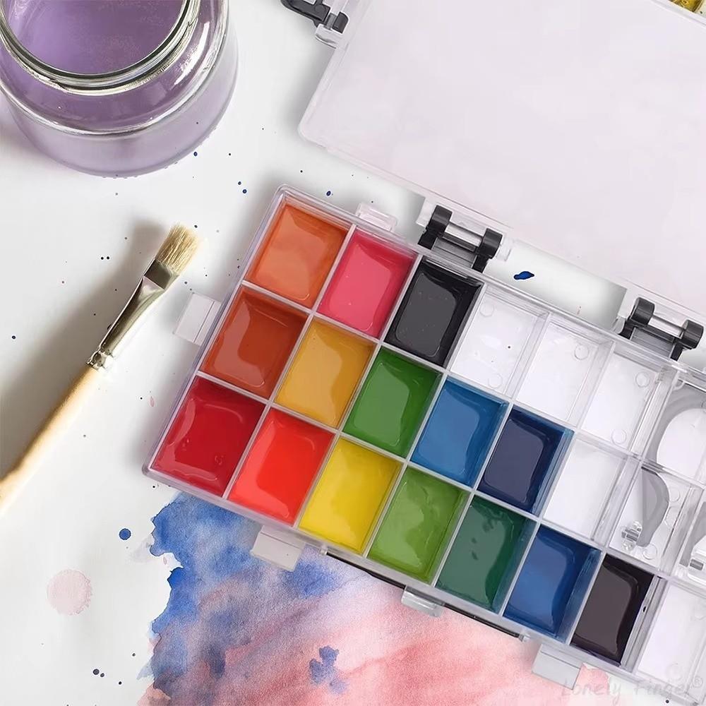 Half Pans Watercolor Painting Pallet Airtight Leakproof Paint Tray Box Travel Palette