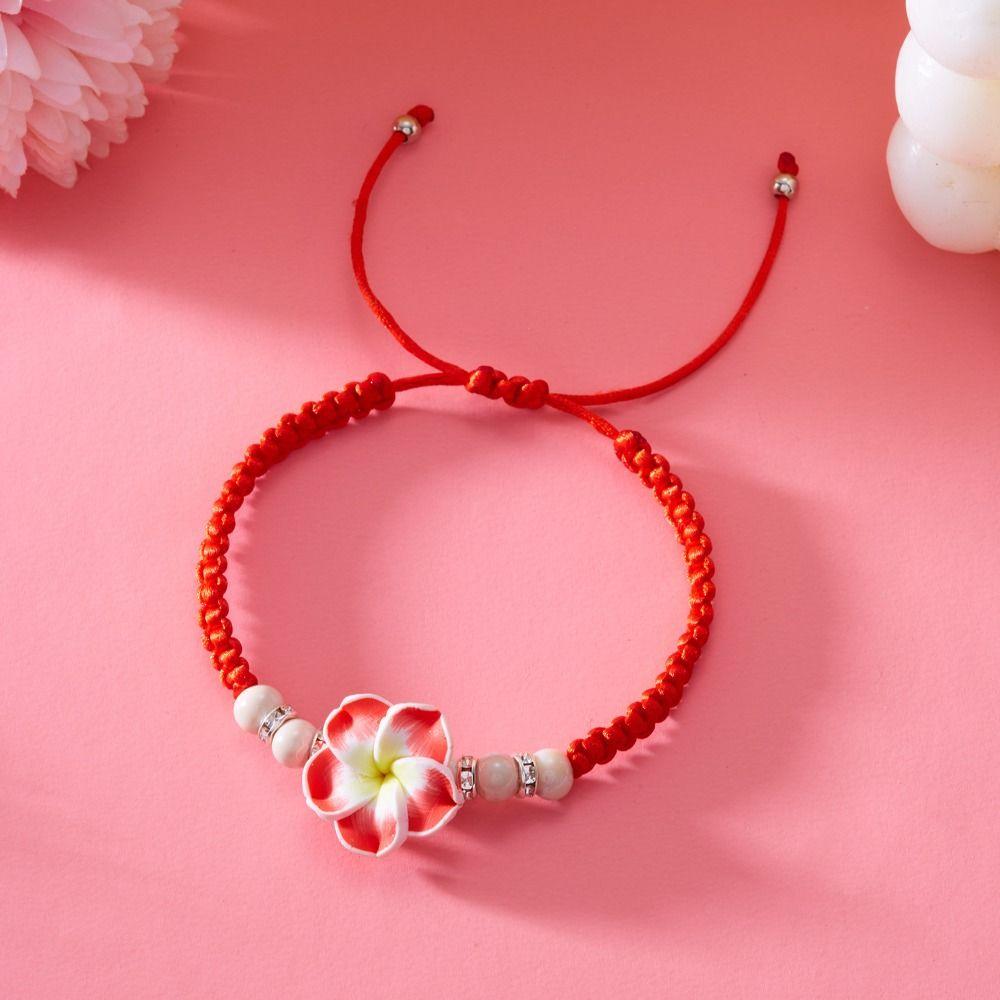 Boho Polymer Clay Braid Rope Bracelet Beads Bohemian Beach Jewelry Flower Bracelet Jewelry Gifts