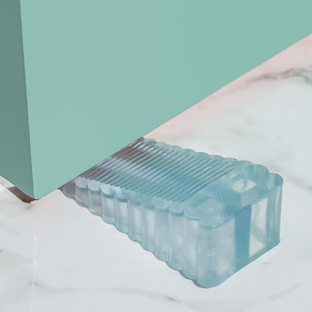 ABS Silicone Non Punching Self Adhesive Door Wedge Wall Protector Door Stopper Floor Block