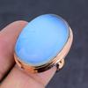 Natural Milky Opal Gemstone Handmade Copper Jewelry Ring Size 7 M4t12