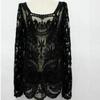 Ethnic Lace Basic Shirt Female Long-sleeve Slim Top Women Retro Slim Summer Shirt Pullover Hollow Out Black Lace Blouse