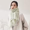 Scarf Women's 2025 Winter Fresh and Sweet Imitation Cashmere Scarf Shawl New Light-colored Striped Plaid Fringed Scarf