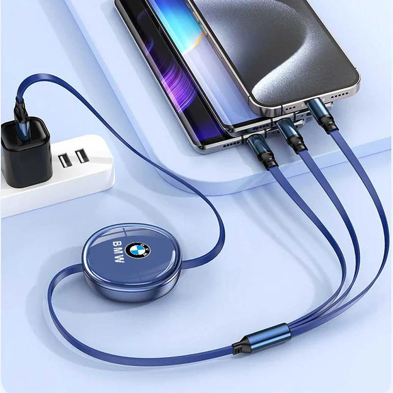 UYDH3 Hot 2025 Cable Scalable Phone Car Interior 3 In 1 USB Fast Charging Cable For BMW Series X1 X3 X4 X6 E90 E91 I3 I4 F30 F48 F30 F