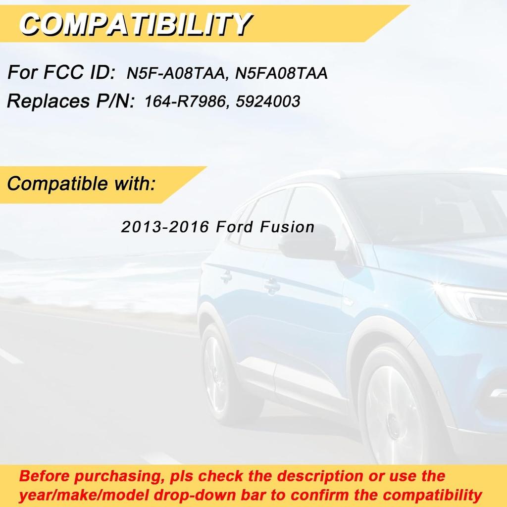 Замена брелока для автомобиля Ford Fusion 2013 2014 2015 2016, бесключевой пульт дистанционного управления, N5F-A08TAA N5FA08TAA, 4 кнопки, 2 шт.