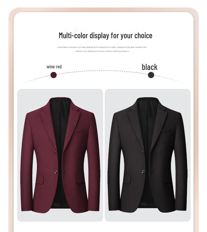 Новый мужской пиджак из смесовой шерсти в стиле business casual для осени и весны - Не требующий глажки, Идеально подходит для пап среднего возраста