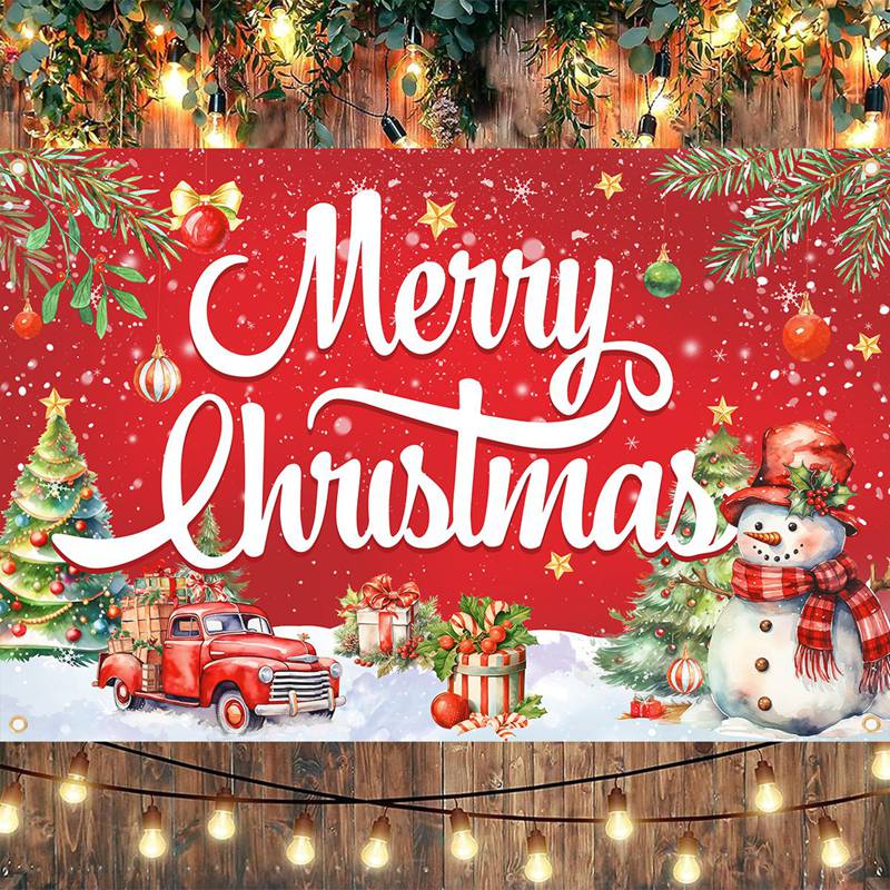 Merry Christmas Backdrop Banner Santa Snowman Background Christmas Decorations for Home2026 Navidad Noel Xmas Gifts NewYear 2026