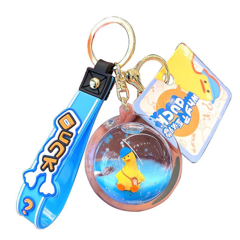 Cute Southeast Asian Keychain With Adorable Floating Duck Design Acrylic Material