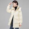 Пуховик средней длины для женщин, зимняя новая модная женская повседневная куртка в корейском стиле на талии, утиный пух