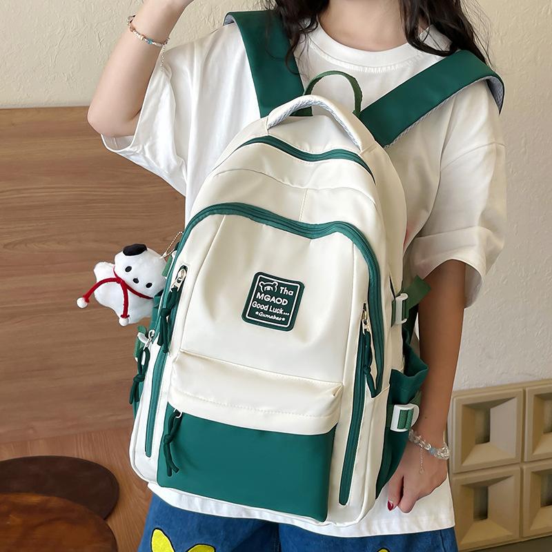 Студенческий школьный рюкзак 2025 новый контрастный цвет высококлассный рюкзак женский большой вместимости повседневный рюкзак