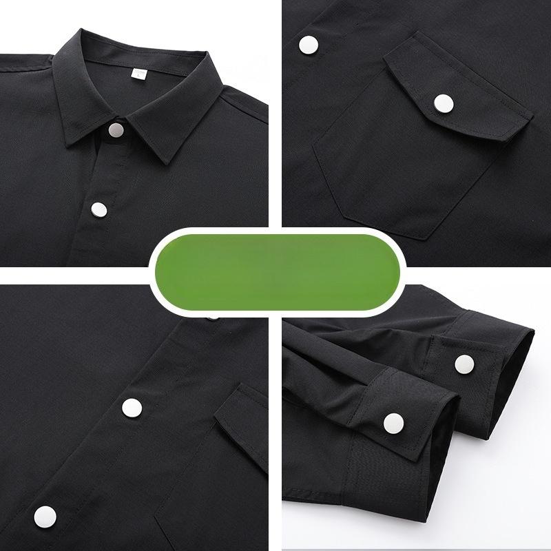 Весенне-осенняя мужская однотонная рубашка с длинным рукавом, мужская рубашка-куртка с лацканами