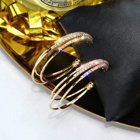 Женские изысканные серьги-кольца со стразами, трехслойные украшения для пирсинга в форме круга