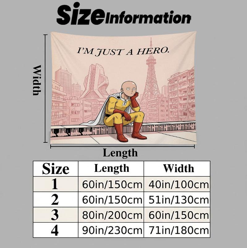 Onepunch Man Wall Tapestry Aesthetic Wall Hanging Printed Fabric Blanket Decorative Tapestries For Bedroom Living Room Home Decor