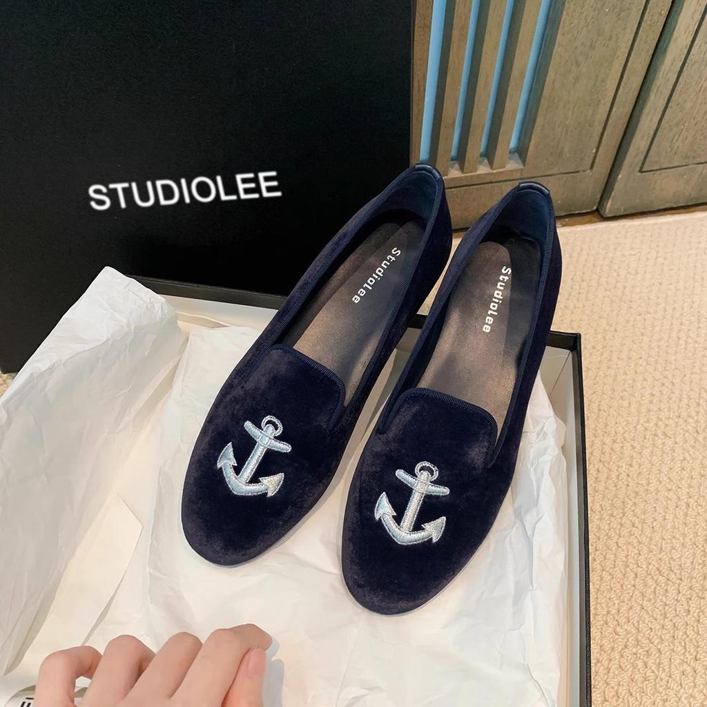 Версия из овчины~ Изысканная вышивка, бархатные лоферы-дуду на плоской подошве с мягкой подошвой