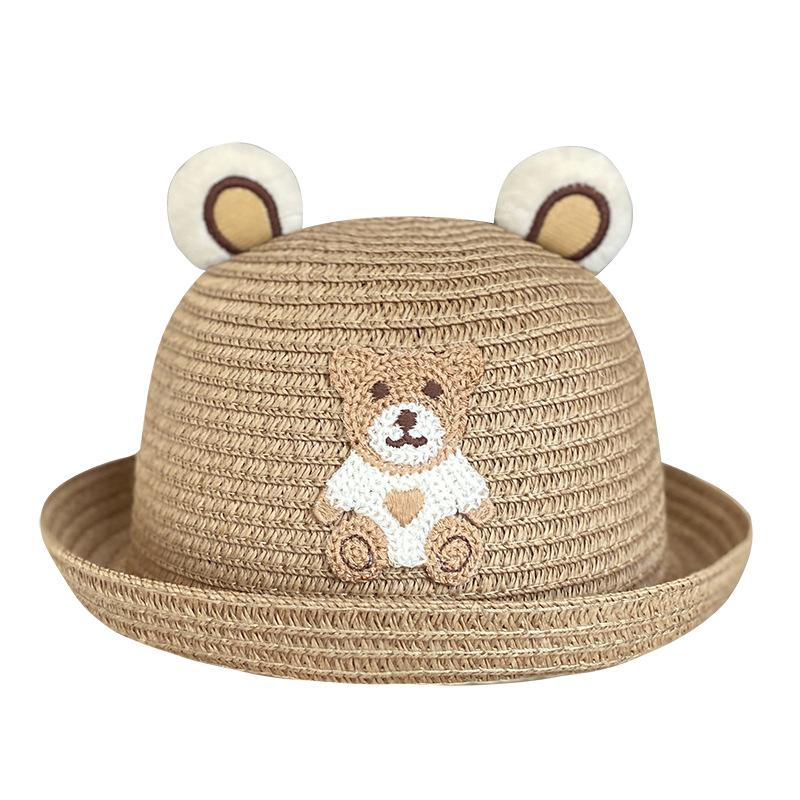 Children's hats summer boys cute straw hats baby sunscreen baby girl sunshade fisherman cool hat bag set summer