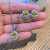 Huamei Jewelry Set Micro-inlaid Citrine Necklace Live Exquisite Yellow Gemstone Stud Earrings