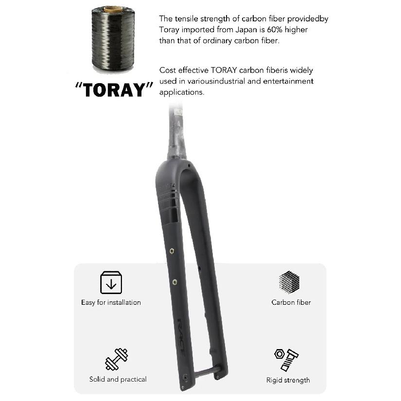 New RACE Carbon Fiber Gravel Front Fork,Half Internal Cable,Straight/Tapered Tube,Max Tire 700C x 45C,Thru Axle 12x100mm Or QR