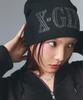 [X-girl] Шапка бини RHINESTONE ROMAN TYPE LOGO BEANIE Женская ЧЕРНАЯ