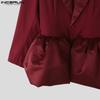 INCERUN Elegant Men Long Sleeve Ruffled Patchwork Thin Party Blazer Coats
