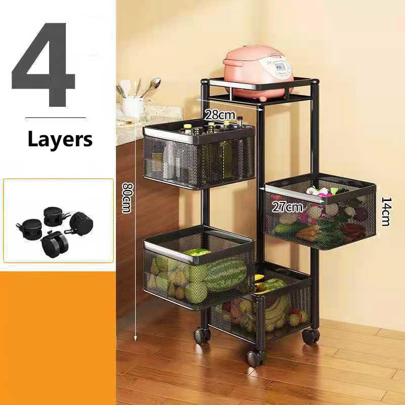 Многослойная поворотная полка из нержавеющей стали на 360 градусов, корзина для хранения фруктов и овощей, напольная круглая полка, кухонный органайзер