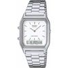 CASIO Ана-Цифровые Кварцевые Наручные Часы Серия Vintage AQ-230A-7DMQ Унисекс Двойное Время Белый Зарубежная Модель