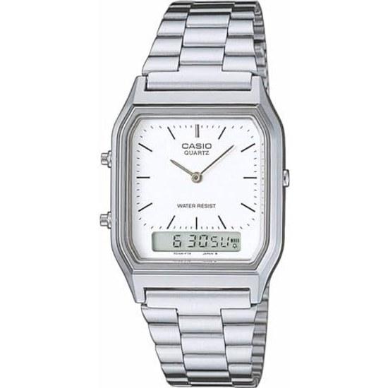 CASIO Ана-Цифровые Кварцевые Наручные Часы Серия Vintage AQ-230A-7DMQ Унисекс Двойное Время Белый Зарубежная Модель