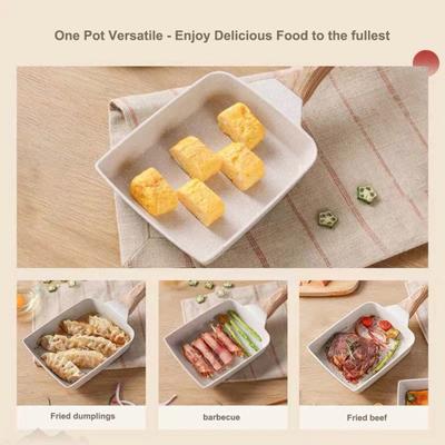 Японская сковорода тамагояки с деревянной ручкой с антипригарным покрытием, прямоугольный омлет, машина для приготовления яичных рулетов, стейк, сковорода тамаго, кухонные инструменты, посуда