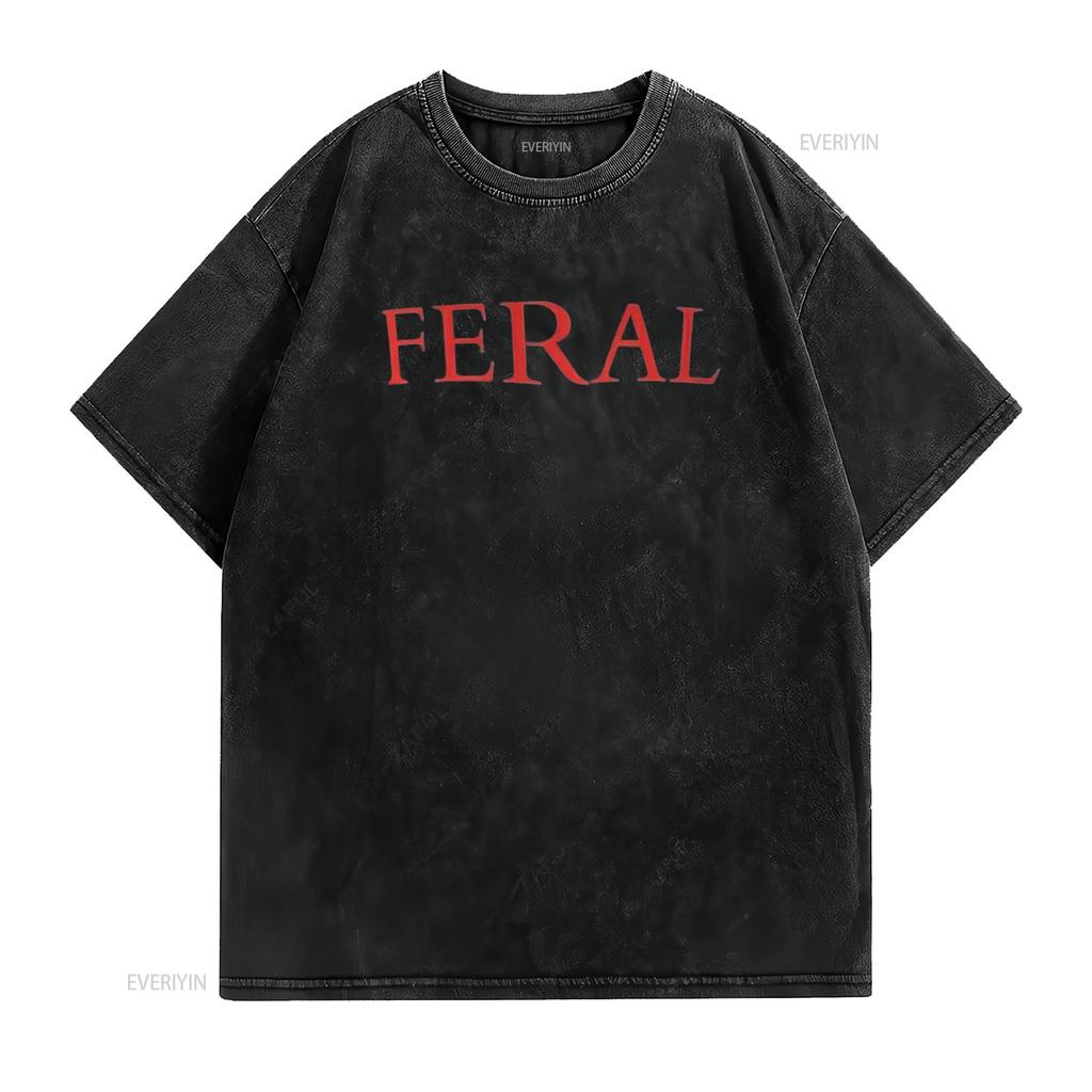 Мужская футболка FERAL с дизайном 'Paint The Town Red' Друзья Черная L винтажная стираная Топ для повседневной носки Растягивающийся Унисекс Универсальный