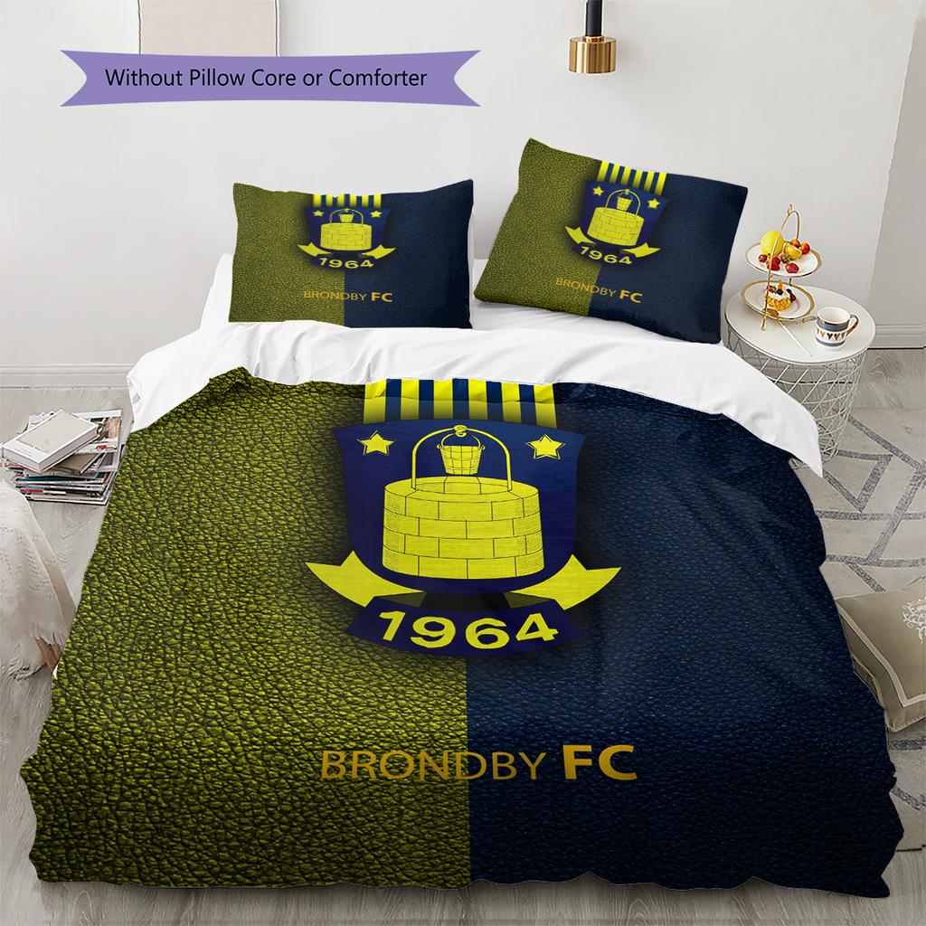 Brøndby IF Pattern Bedding Quilt Set Home Decoration Gift (1 * duvet cover + 2 * pillowcase without core)