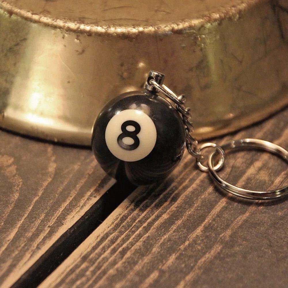 Bag Accessories Snooker Resin Ball Key Ring NO.8 Key Chain Lucky Black 8 Keyring Billiards Keychain