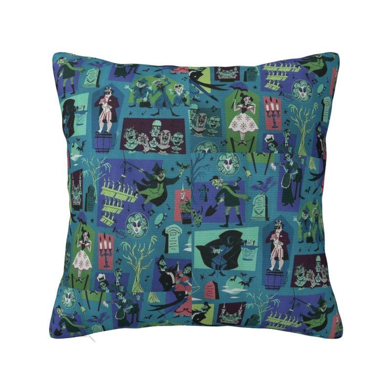 Happy Haunts Pillow Case 45x45cm Decor Home Haunted Mansion Grim Grinning Ghost Luxury Cushion Cover Velvet Pillowcase