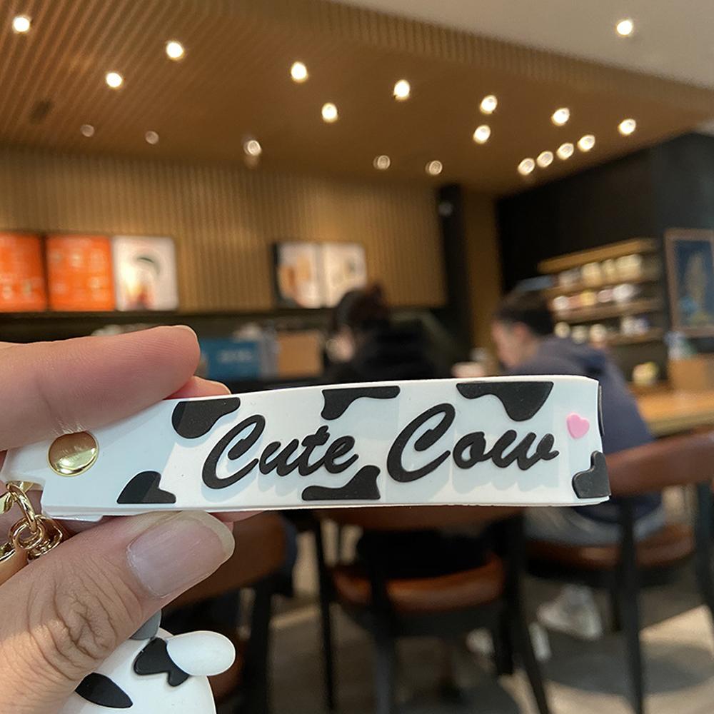 New Cute Car Key Cartoon Charm Bag Decoration Animal Keyrings Cow Keychains Silicone
