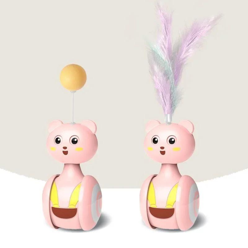 Smart Ball for Cats Toy Self Cat Toy Ball Tumbler Cat Catch Ball Colorful Feather Funny Toys for Cat Accessories Mini Toys