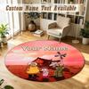 Courage the Cowardly Dog Personalized Round Rug Support Custom Name, Soft Home Decor Mat