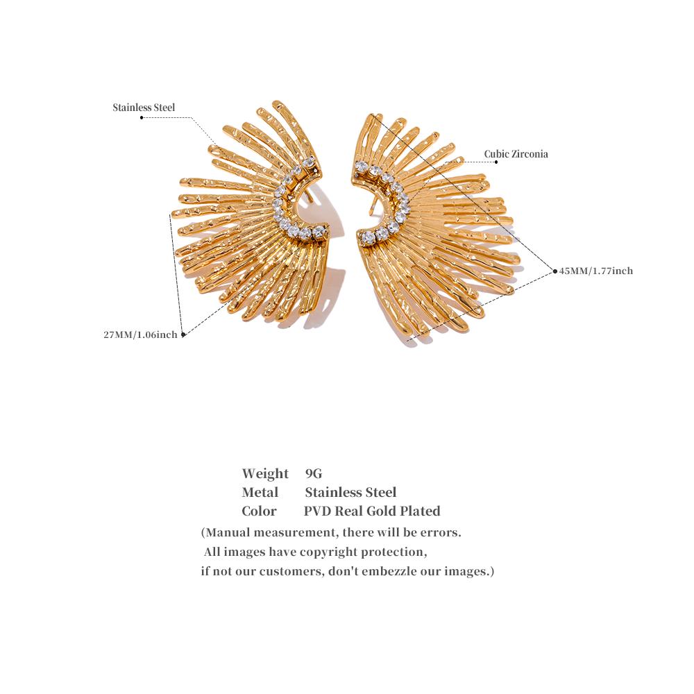 Eetit Серьги-гвоздики из нержавеющей стали с геометрическим цирконием для женщин, антиаллергические, повседневные, эффектные ювелирные аксессуары