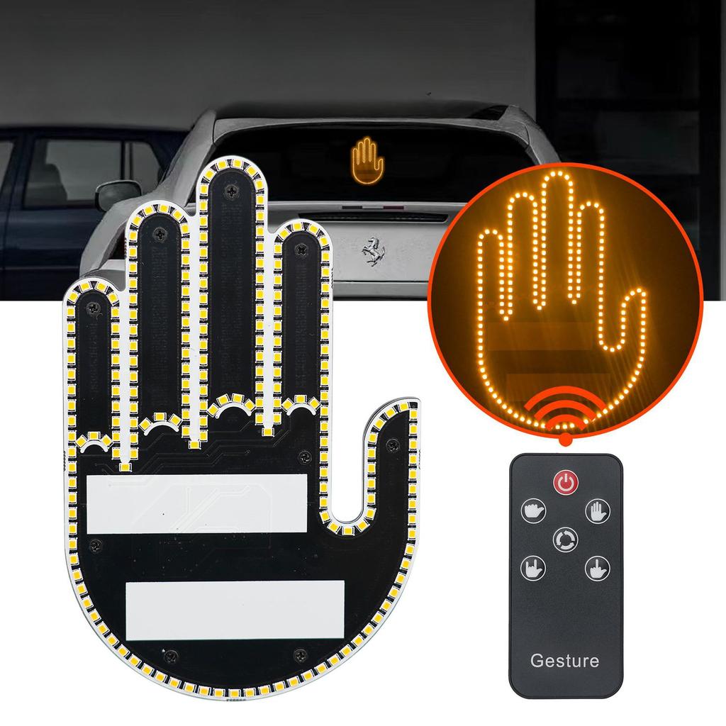 Car LED Finger Gesture Light for Rear Window LED Fun Interactive Gestures Palm Light Decoration