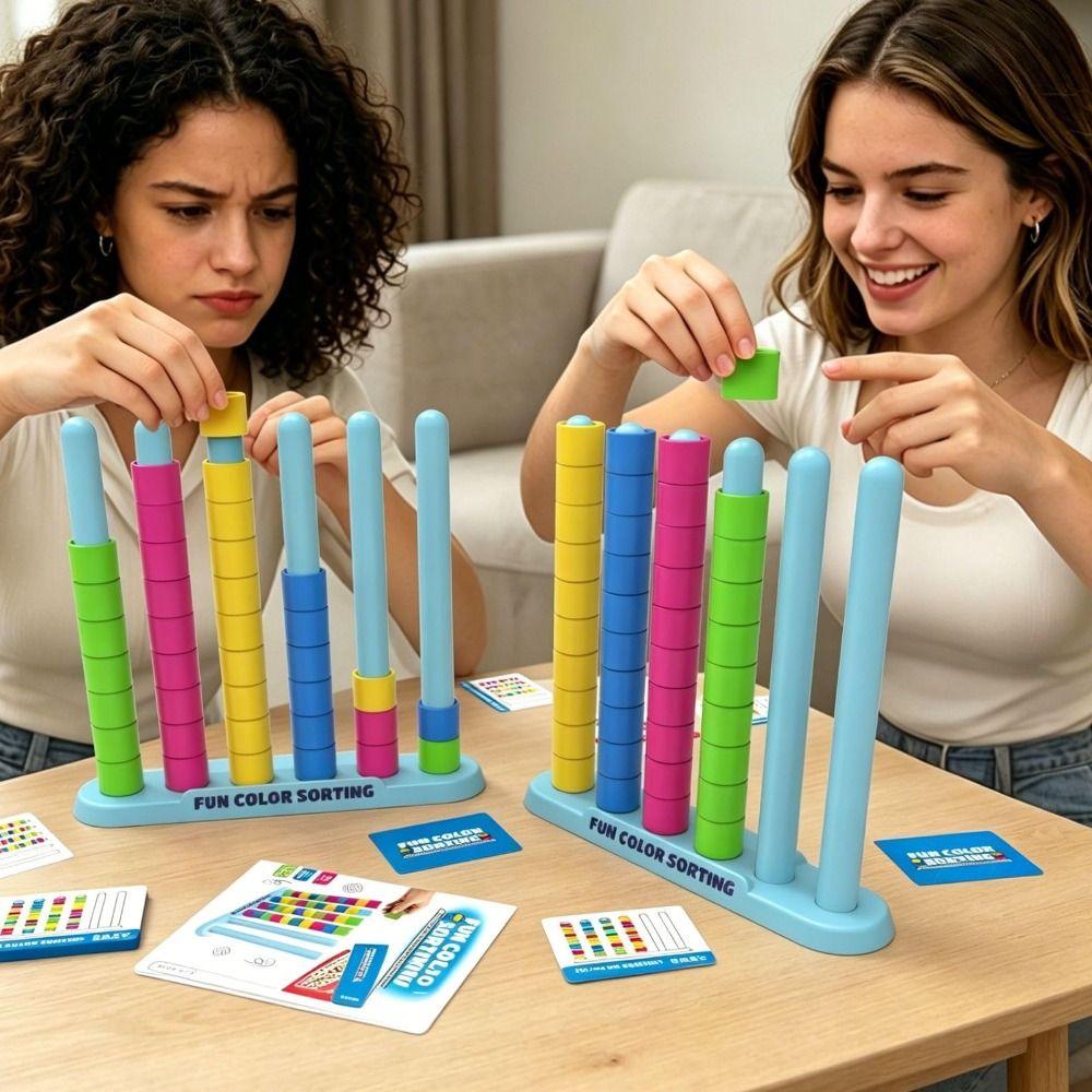 with Card Color Stacking Puzzle Game 1-2 Player Interactive Desktop Game Birthday Party Gifts