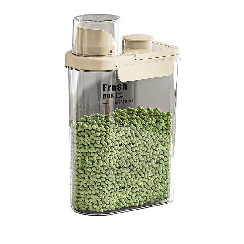 Cereal Storage Box Tank Transparent Sealed Space-Saving Moisture-Proof Handle Oatmeal Dispenser Grain Soybeans Kitchen Tools