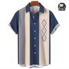 Business Casual Men's Casual Short Sleeve Shirt Striped Geometric Design Print Summer Fashion Men Daily Commuting Wear Oversized