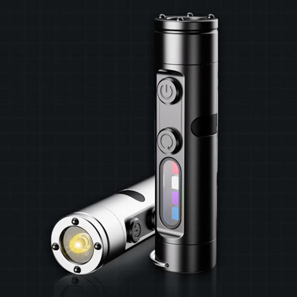 300mAh Multi-function Mini EDC LED Flashlight Portable Keychain Light Waterproof MagneticTorch USB Rechargeable Emergency Lamp