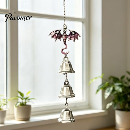 Courtyard Hanging Pendant Retro Dragon Bells, Metal Flying Wind Chime, Rustic Exquisite Alloy Craft Fantasy Outdoor Garden Ornament for Patio