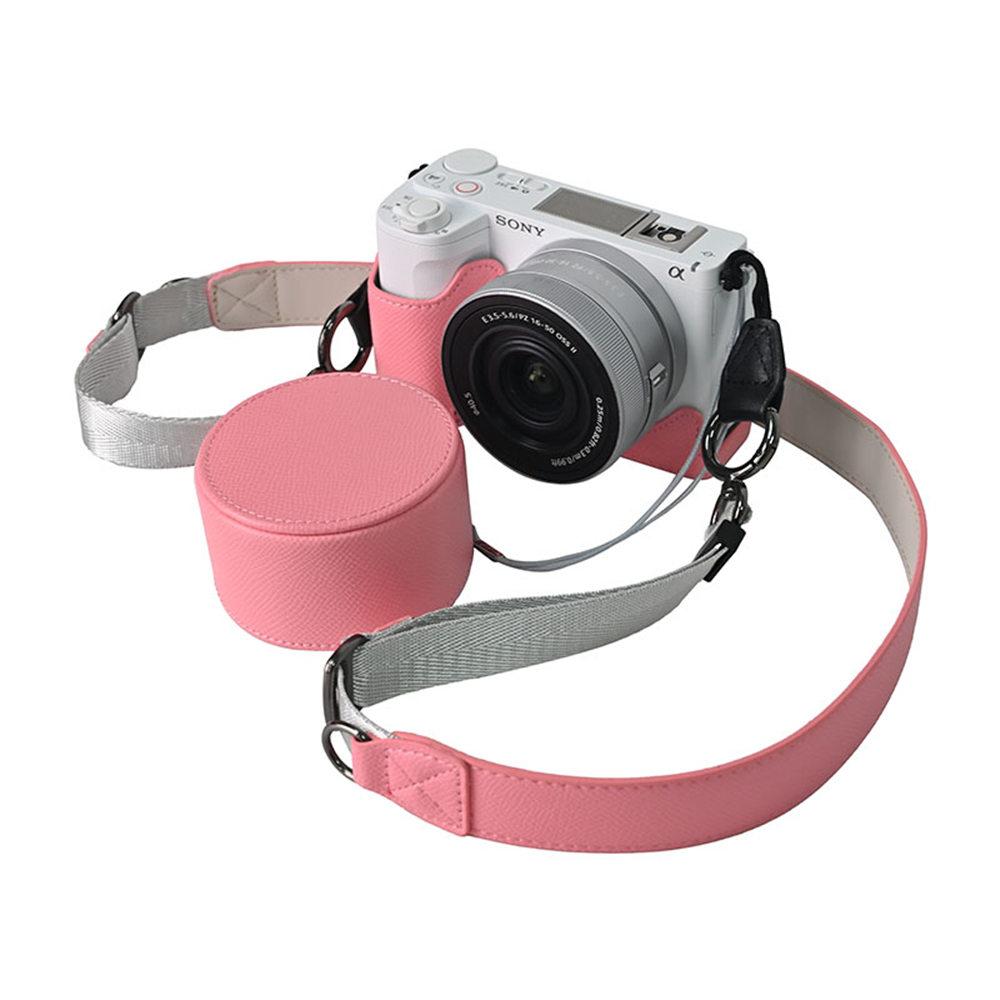 Сумка для камеры ZVE10II с отпечатком ладони, чехол из ПУ кожи на половину корпуса для Sony ZVE10 Mark II ZVE10M2 ZVE10II 16-50mm с крышкой для объектива