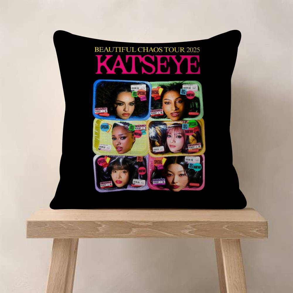 Kpop Hot Girl KKATSEYE Pillow Cover for Bedroom Room and Living Room Sofa Decorative Cushion Cover