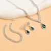 New Jewelry Metal Diamond Necklace Earrings Two-piece Wedding Bride Jewelry Set Combination